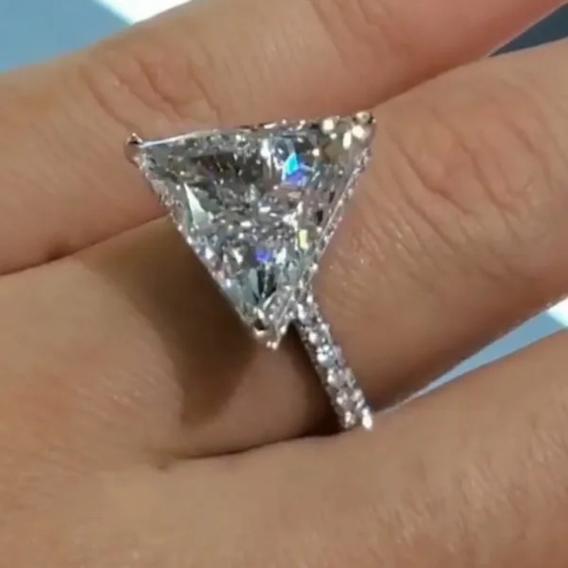 New Silver Trillion-Cut Lab Grown Diamond With Pav Accents